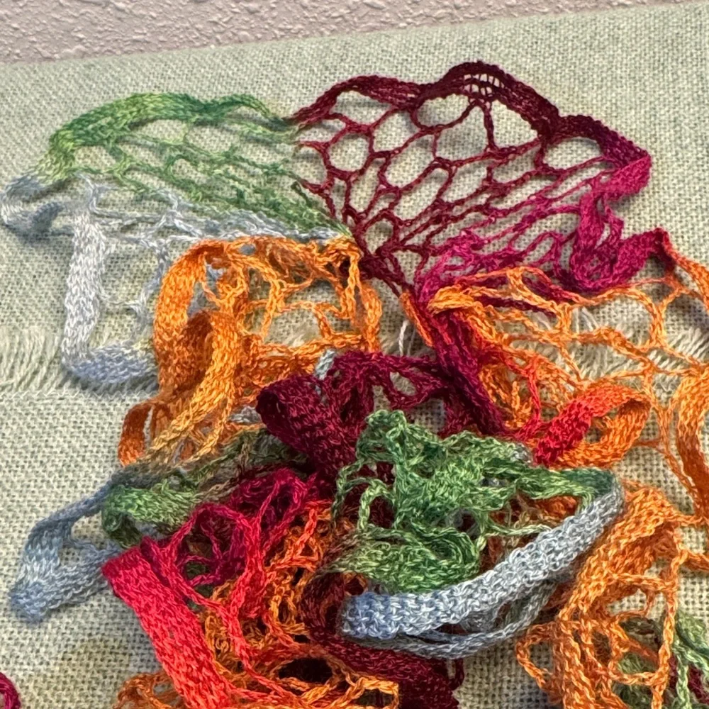 Multi-colored Crochet Ruffled Scarf - Picture 10 of 16